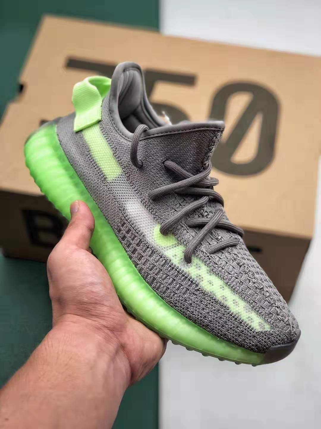 Adidas Yeezy 350 Boost V2 Grey Glow Volt Green EG5560 - Limited Edition Sneakers