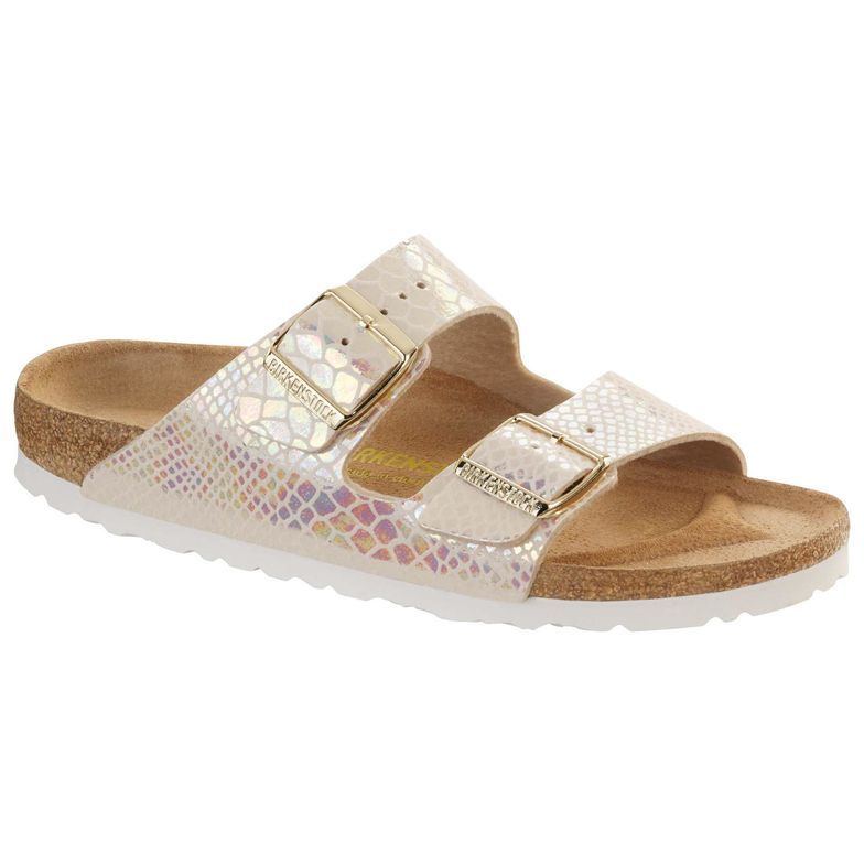 Birkenstock Arizona Shiny Snake Cream Sandals - Stylish and Comfortable