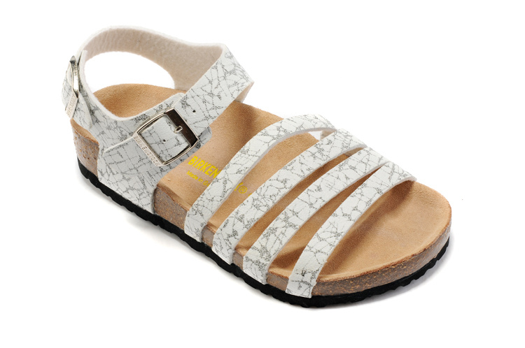 Birkenstock Almeria Leather Black & White Striped Sandals - Stylish and Comfortable