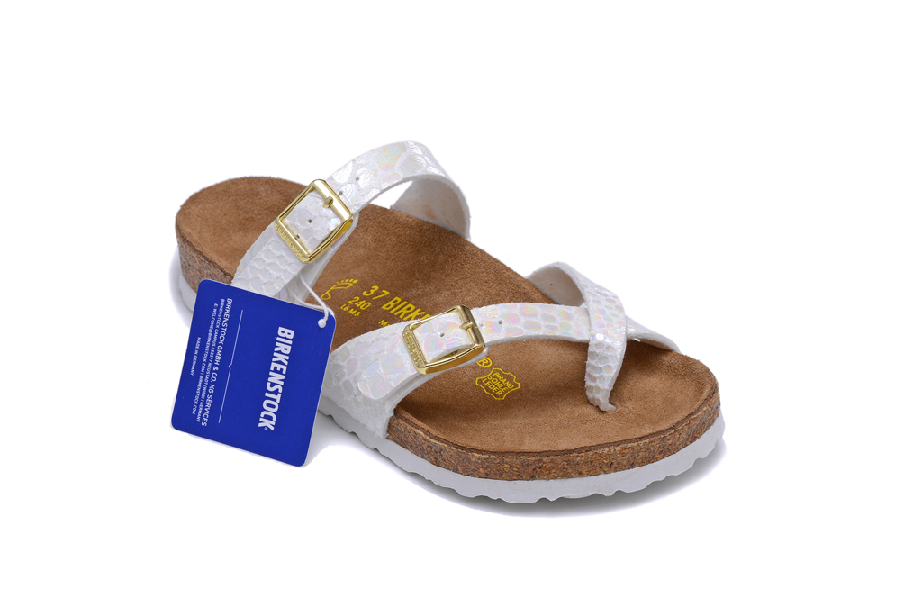 Birkenstock Mayari Shiny Snake Cream Sandals - Trendy and Stylish Footwear